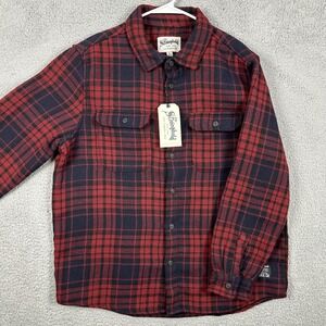 Stronghold Shirt Thick Flannel Mens XL Red Black Plaid Flap Pocket Button Up NEW